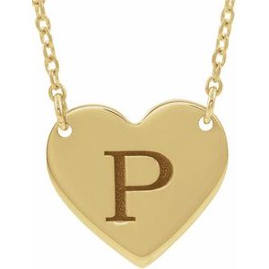 14K Yellow Engravable Heart 16-18" Necklace