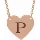 14K Rose Engravable Heart 16-18" Necklace