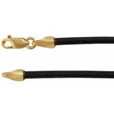 14K Yellow 2 mm Black Leather 20" Cord