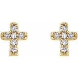 14K Yellow .06 CTW Natural Diamond Youth Cross Earrings