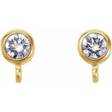 14K Yellow .06 CT Natural Diamond Bezel-Set Earring Top