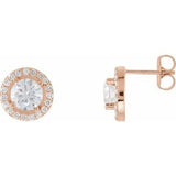 14K Rose 2 1/5 CTW Natural Diamond Halo-Style Earrings