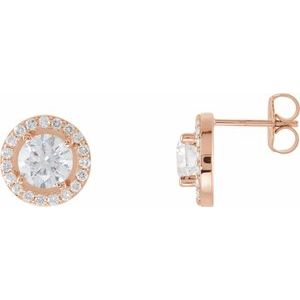 14K Rose 2 1/5 CTW Natural Diamond Halo-Style Earrings