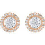 14K Rose 2 1/5 CTW Natural Diamond Halo-Style Earrings