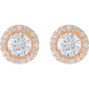 14K Rose 2 1/5 CTW Natural Diamond Halo-Style Earrings