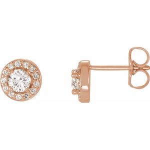 14K Rose 3/8 CTW Natural Diamond Halo-Style Earrings