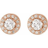 14K Rose 5/8 CTW Natural Diamond Halo-Style Earrings