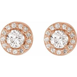 14K Rose 5/8 CTW Natural Diamond Halo-Style Earrings