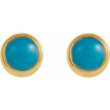 14K Yellow Natural Turquoise Bezel-Set Earrings