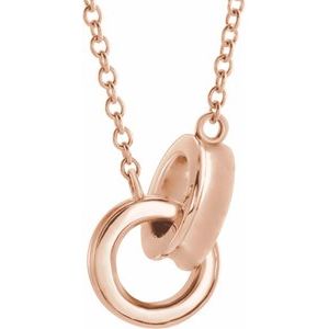 14K Rose Interlocking Circle 16" Necklace