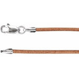 Sterling Silver 1.5 mm Natural Leather 16" Cord