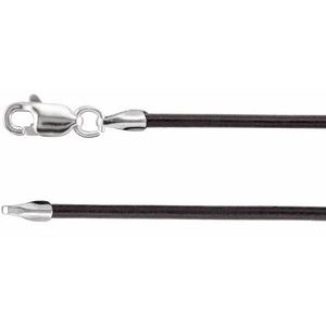 Sterling Silver 1.5 mm Black Leather 20" Cord
