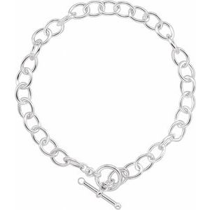 Sterling Silver 5.9 mm Charm Cable  7 1/4" Bracelet