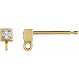 14K Yellow .05 CT Natural Diamond Bezel-Set Earring Top