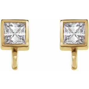 14K Yellow .05 CT Natural Diamond Bezel-Set Earring Top