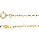 14K Yellow 1.25 mm Rope 7" Chain