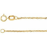 14K Yellow 1 mm Singapore 16" Chain