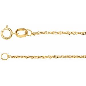 14K Yellow 1 mm Singapore 16" Chain