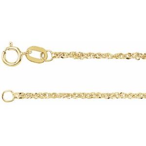 14K Yellow 1.2 mm Diamond-Cut Singapore 7" Chain
