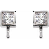 14K White .05 CT Natural Diamond Bezel-Set Earring Top