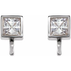 14K White .05 CT Natural Diamond Bezel-Set Earring Top