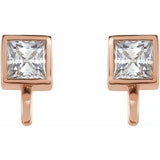 14K Rose .05 CT Natural Diamond Bezel-Set Earring Top