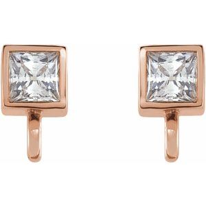 14K Rose .05 CT Natural Diamond Bezel-Set Earring Top