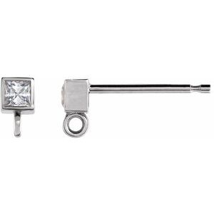 Platinum .05 CT Natural Diamond Bezel-Set Earring Top