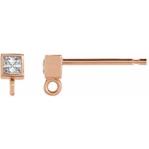 14K Rose .05 CT Natural Diamond Bezel-Set Earring Top