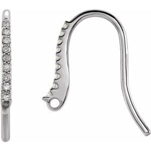 14K White .06 CTW Natural Diamond Bishop Hook Earring Top