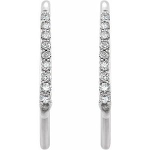 14K White .06 CTW Natural Diamond Bishop Hook Earring Top