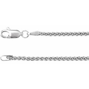 Rhodium-Plated Sterling Silver 1.8 mm Wheat 7" Chain