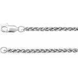 Rhodium-Plated Sterling Silver 2.4 mm Wheat 18" Chain