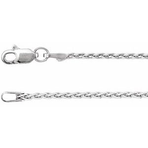 Rhodium-Plated Sterling Silver 1.5 mm Wheat 16" Chain