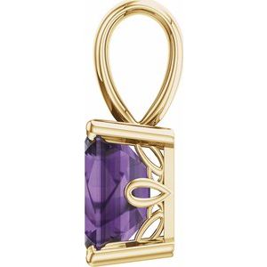 14K Yellow Natural Amethyst Pendant
