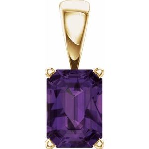 14K Yellow Natural Amethyst Pendant