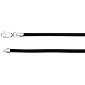 Sterling Silver 3 mm Black Rubber 18" Cord Necklace