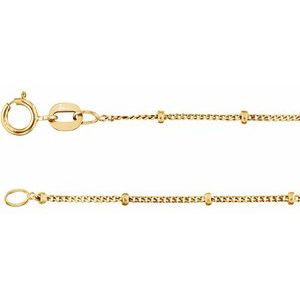 14K Yellow 1 mm Beaded Curb 18" Chain