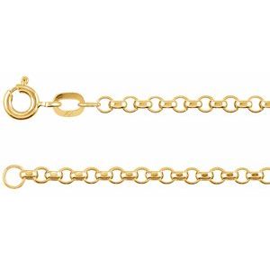 14K Yellow 2.5 mm Hollow Diamond-Cut Rolo 16" Chain