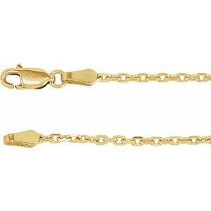 14K Yellow 2 mm Diamond-Cut Cable 18" Chain