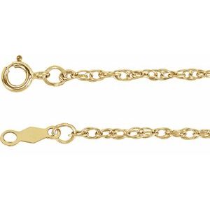 14K Yellow 1.5 mm Rope 18" Chain