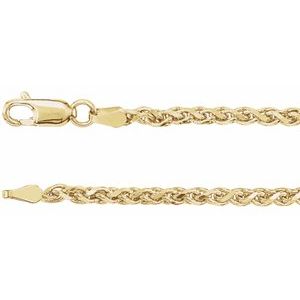 14K Yellow 2.75 mm Diamond-Cut Wheat 16" Chain