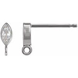14K White .08 CT Natural Diamond Bezel-Set Earring Top