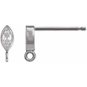 14K White .08 CT Natural Diamond Bezel-Set Earring Top