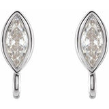 14K White .08 CT Natural Diamond Bezel-Set Earring Top