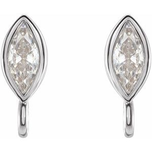 14K White .08 CT Natural Diamond Bezel-Set Earring Top