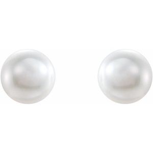 14K Yellow Cultured White Akoya Pearl Earrings