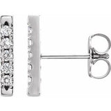 14K White 1/8 CTW Natural Diamond French-Set Bar Earrings