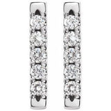 14K White 1/8 CTW Natural Diamond French-Set Bar Earrings
