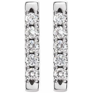 14K White 1/8 CTW Natural Diamond French-Set Bar Earrings